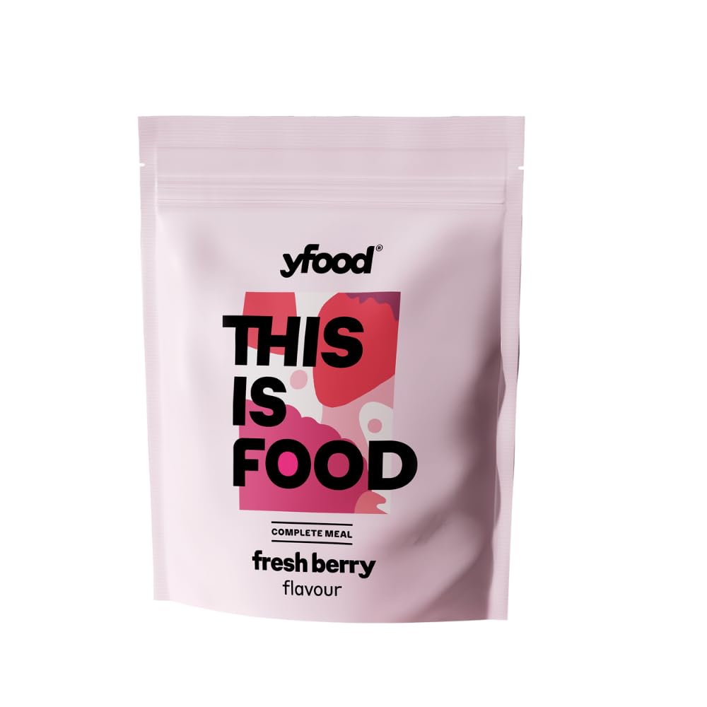 yfood Polvere Fresh Berry, delizioso pasto da bere in viaggio, THIS IS IS FOOD in polvere, 25 g di proteine, 12 pasti, 26 vitamine e minerali, sapore: bacca