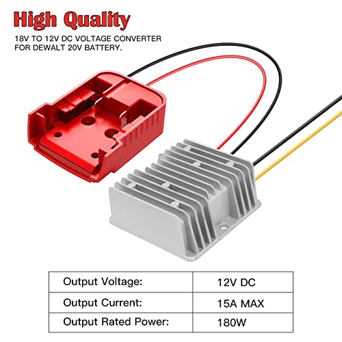 Image of DC Power Aadpter for Milwaukee M18 Battery 18V to 12V Step Down Voltage Converter 15A MAX 180W Inverter Automatic Buck Converter DC Voltage Regulator with Upgraded Low Voltage Protection (2 Packs)