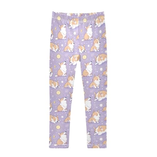 Cute Puppy Dog Pattern Girls Leggings Kids Yoga Pants Athletic Tights Pants 4-10 Years
