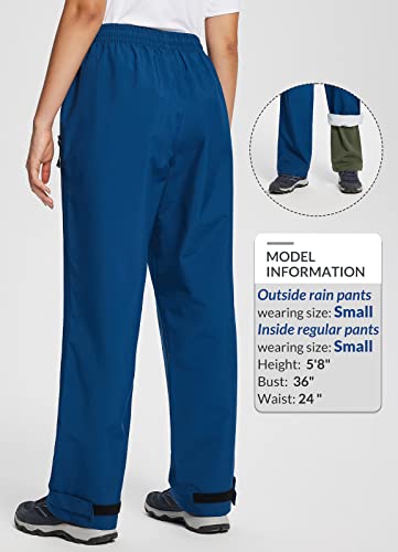 Baleaf Womens Rain Pants Waterproof Hiking Pants Lightweight Over Pants Windproof Outdoor Fishing Rain Gear Blue L #TOP4