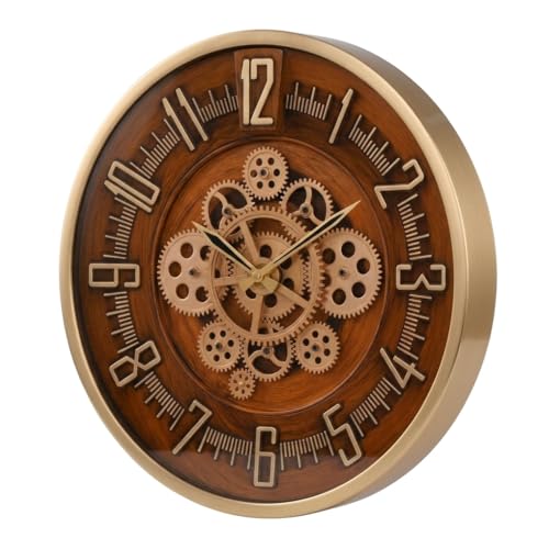 Image of RegentLuxxor Wall Clock, Moving Gear, 16 Inch, Silent Sweep, Steampunk Style, for Living Room and Office