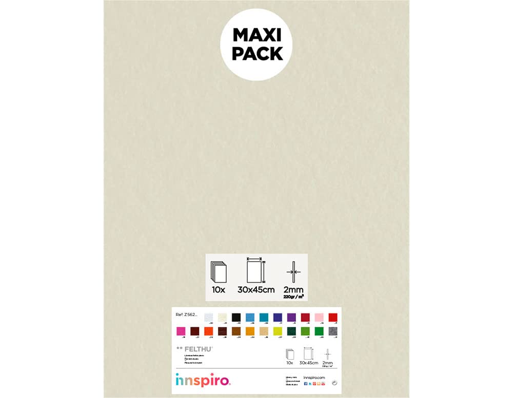Raw Acrylic Felt Sheets 30 x 45 cm x 2 mm. 220 g/m2 10u, ecru - Image 2