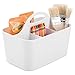 mDesign Plastic Portable Craft Storage Organizer Caddy Tote, Divided Basket Bin with Handle for Crafts, Sewing, Art Supplies - Holds Brushes, Colored Pencils - Lumiere Collection - 2 Pack - White