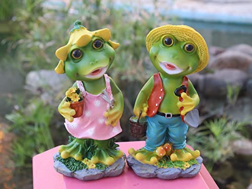 Wtreew Frog Garden Statue - Happy Frog Couple Statue For Home Garden Patio Frog Decoration, Frog Gift For Parents, Partner, Frog Lover（Pack Of 2） #TOP2