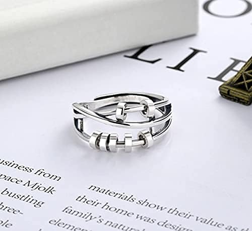 Miniatura 4 de LETINE 2 anillos antiansiedad para mujeres y hombres anillo giratorio con cuentas anillos giratorios para la ansiedad unisex ajustable y apilable