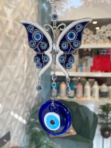 Image of BLUE BEADS Turkish Feng Shui Vastu Blue Glass Evil Eye Hanging /Door Hanging Nazar Batu for Protection and Good Luck - Perfect for Gifting Home or Office (BUT02)