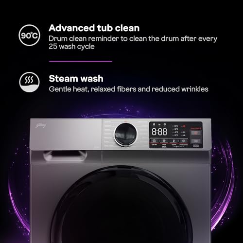 Image of Godrej 10 Kg 5 Star, 4 Years Comprehensive Warranty, AI Powered, Steam Wash, Pause The Cycle, Digi Inverter Fully Automatic Front Load Washing Machine (WFEON CEL 1014 IEBT SLSR, Silver Stream)