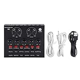 Pilarmuture V8 Sound Card, Audio Audio Sound Card, Adapter Live Broadcast Ktv Sound Card for Double Cell Phone for Live Ktv Voice Chat, External Sound Card for Phone Computer(Color:Black), 22358870