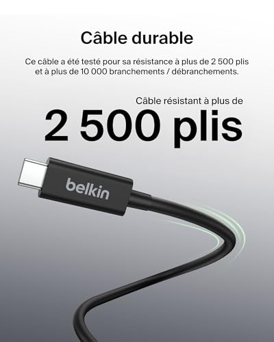 Câble USB-C vers USB-C Thunderbolt 4 Belkin 1m compatible USB 4 et eGPU