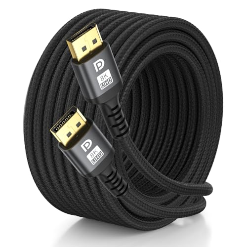 grofyllaa 8K Displayport Cable 25ft 1.4 Cable - High Speed DisplayPort [8K@60Hz, 4K@144Hz, 2K@240Hz] Supports 32.4Gbps,and is Used for HDR, FreeSync G-Sync, Gaming Monitor PC TV Graphics