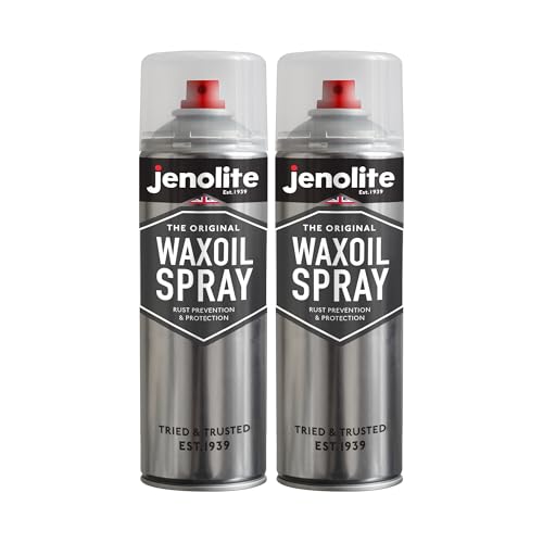 JENOLITE Waxoil - Aerosol de prevención y protección contra el óxido | 2 x 500 ml | Transparente | Aerosol de aceite de cera para coches, furgonetas y motocicletas | Spray de protección contra el