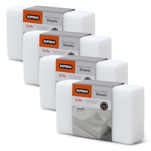 Image of Superio Miracle Eraser Thin Sheets - 48 Count - Multi-Surface Cleaning Pads, No Chemicals Needed, Scratch-Free