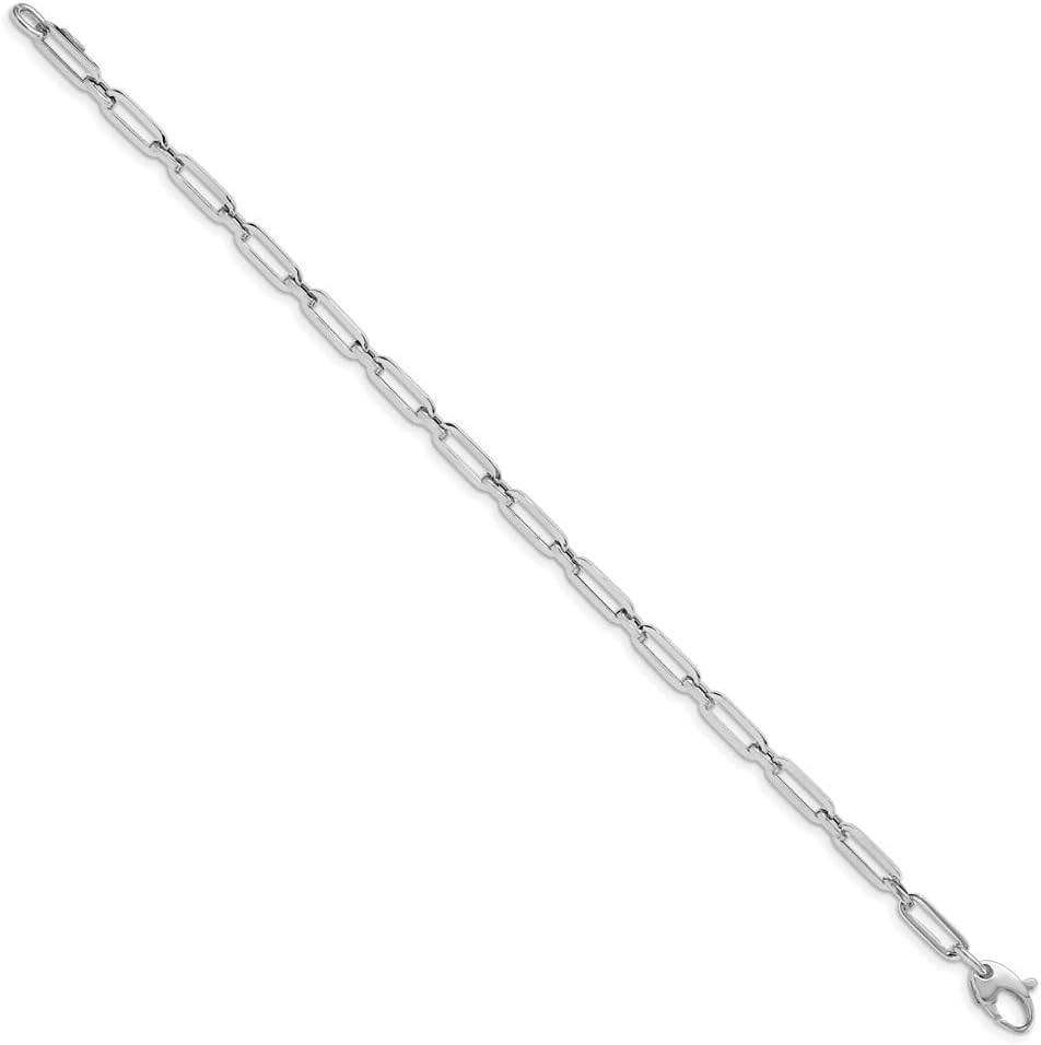 Diamond2Deal 10K White Gold Polished Flat Oval Link Bracelet Size 7.5" to 8.5"
