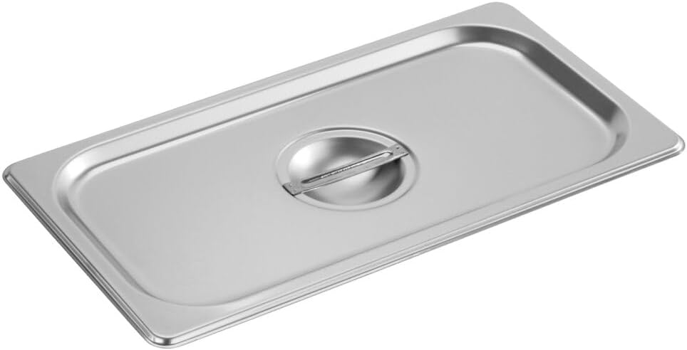 New Star Foodservice 1/3 Size Steam Table Pan Cover, Solid, 18/8 Stainless Steel, 24-Gauge