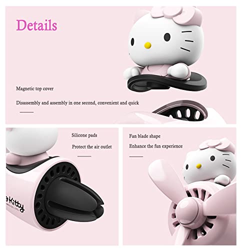Cute Car Air Fresheners, Cartoon Pink Cat Pilot Vent Clip Interior Accessories, Rotating Propeller Automotive Air Outlet Fan Creative Car Perfume Decoration #TOP5