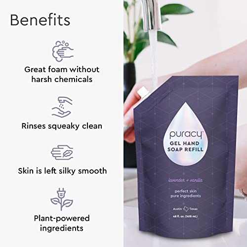 Puracy Organic Hand Soap, For The Professional Hand Washers We’ve All Become, Moisturizing Natural Gel Hand Wash Soap, Liquid Hand Soap Refills For Soft Skin (Refill Lavender & Vanilla, 48 Ounce) #TOP2