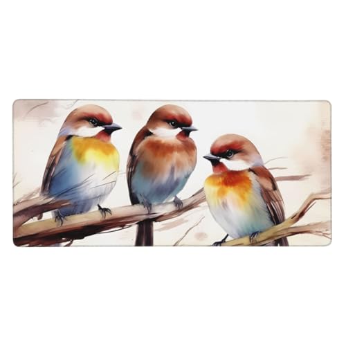 大型デスクマット 35.4 x 15.7インチ 拡張ゲーミングマウスパッド XXL 木の枝で休む鳥 キーボードマット ロングマウスパッド デスクデコレーション ライティングパッド デスクトップマット ノートパソコン マウスパッド オフィス ホーム用