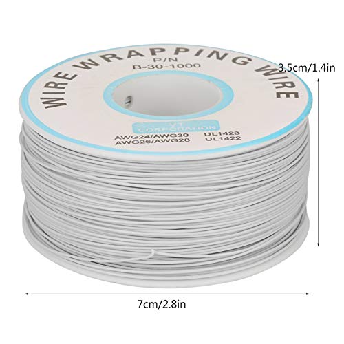 Filo 1Roll che Avvolge il Singolo Diametro di Base del Cavo 30AWG del Filo di Rame 30AWG 0.25mm Diametro di Base(Bianco)