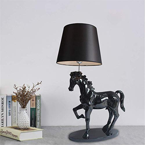 Desk Lamp Vintage Modern Black Lift The Foot Horse Lighting Handmade Fabric Shade Creative Resin Table Lamp E27 with Button Switch for Home Study Office Living Room Bedroom Bedside Lamp steampunk buy now online