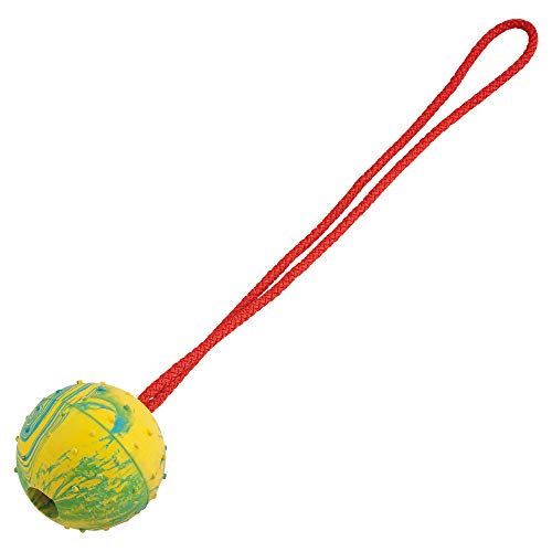 Sprenger Hundespielzeug Gummiball mit Seil I Zerrspielzeug oder Wurfspielzeug mit Schnur, robuster Ball für Hunde, Ø 75mm