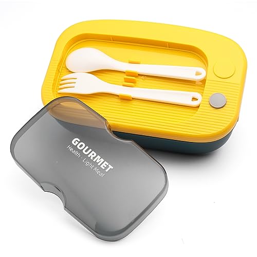 Marmita Goumert 850ml Vedação com Divisorias Kit Garfo Colher Pote Microondas Trabalho Escalo Faculd