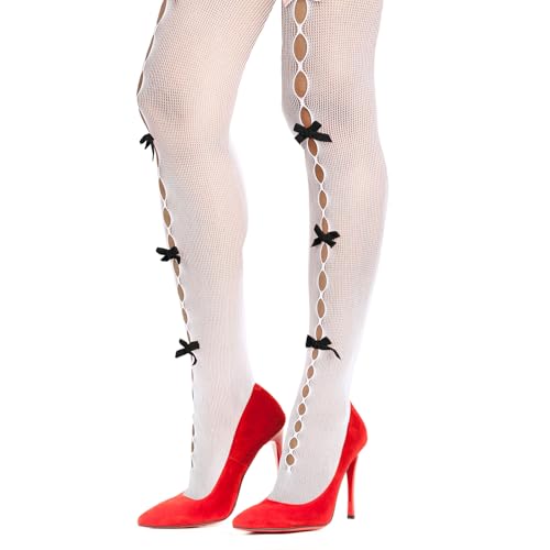 Image of Benefeet Sox Fishnet Stockings or Women High Waist White Fishnet Tights Party Pantyhose Cosplay Costume Tights