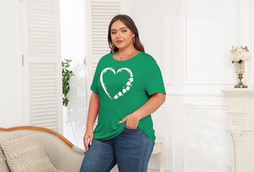 Image of ForHailey Women's Plus Size St Patricks Day T-Shirt Women Lucky Clover Graphic Irish Tee Casual Short Sleeve Graphic Tees
