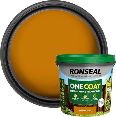 One Coat Fence Life Paint 5L Harvest Gold Durable Weatherproof Wood Paint for Fences & Sheds One Coat Coverage Fade-Resistant Quick-Drying Outdoor Protection