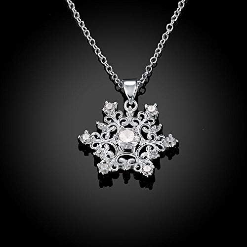 Collier fin flocon de neige en argent 925 et strass brillants