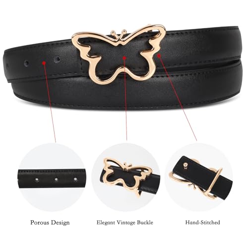 Image of Aurolran Women's Leather Belt with Buckle - Ideal for Dresses, Jeans, and Coats