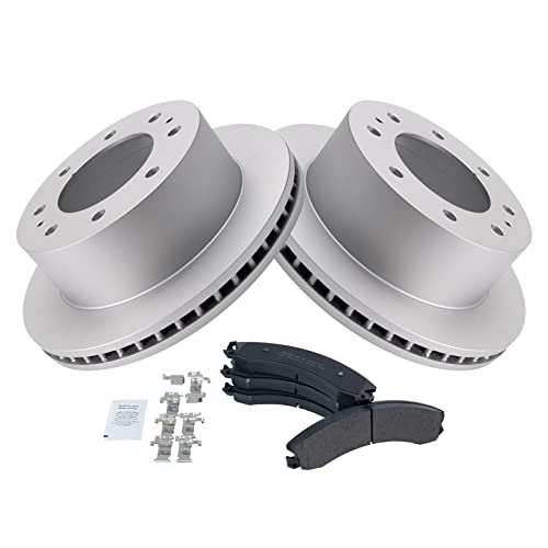 Image of TRQ Rear Metallic Brake Pad & Coated Rotor Kit Compatible with Chevy GMC 2500 3500 HD Truck