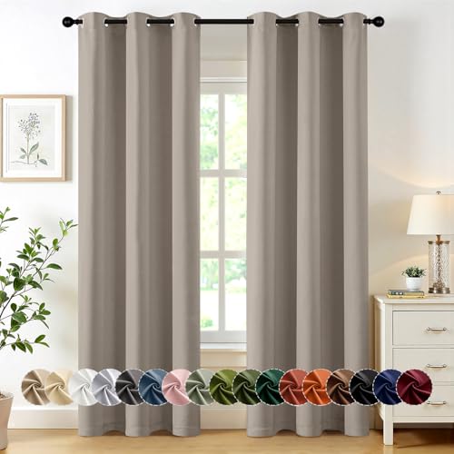 Image of MIULEE Blackout Curtains for Bedroom Living Room 2 Panels, Thermal Insulated Room Darkening Drapes Grommet Noise Reducing Light Blocking Window Treatments 84 Inches Long 40x84 Inch Stone