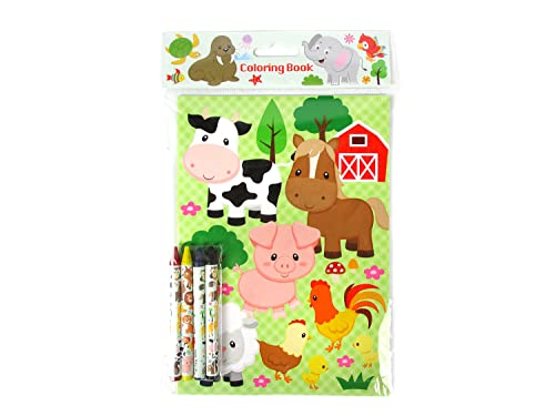 TINYMILLS Animal Friends Coloring Books for Kids with 12 Coloring Books and 48 Crayons Goody Bag Filler Assorted Animals Party Favors Classroom Rewards