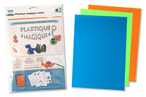 CTOP Plastique Magique coloré Dinosaures 20 x 28 cm 3 pcs + 6 Planches à décalquer Soit 30 Dessins kit création Cover