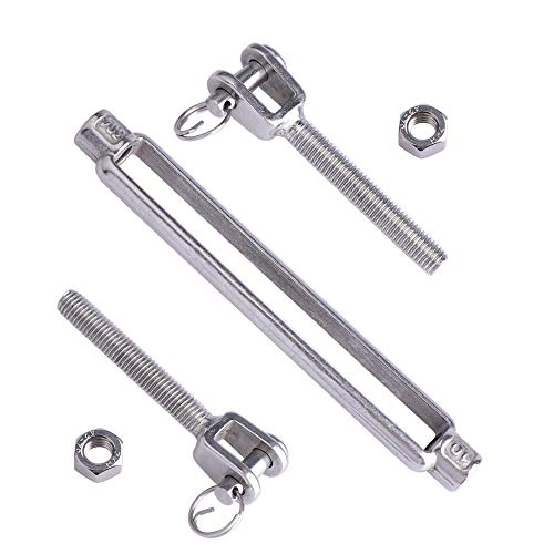 Lordhardware Stainless Steel 3/8 Inch M10 Jaw & Jaw Turnbuckle 1200 Lbs Load For Wire Rope Cable Tension #TOP5