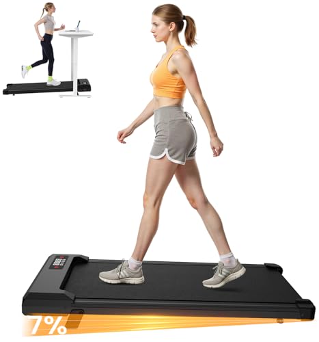 HomeFitnessCode Laufband mit Neigung für Zuhause - Walking Pad Laufpad mit Steigung Walkpad Untertisch Elektrisch 1-8 KMH Mini Walking Klein Band Gehband, Schwarz - 90CM