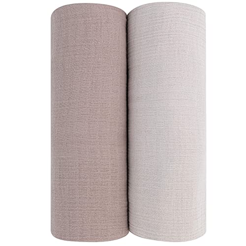 Image of Ely's & Co. Cotton Muslin Swaddle Blanket 2-Pack for Baby Boy and Baby Girl— 100% Cotton Muslin Extra-Large Swaddle Blankets (47” x 47”) — Pebble Gray & Simply Taupe