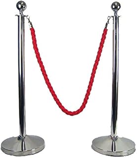 airbrush-city Absperrpfosten Absperrständer Personenleitsystem Silber mit Kugel + Kordel 2X