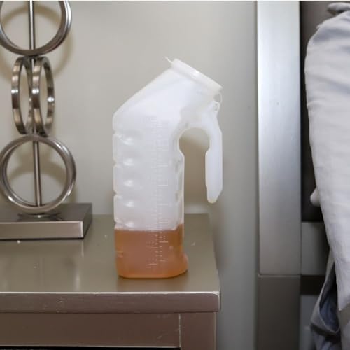 Vakly Male Urinal with Cover and Handle Portable Handheld Overnight Pee Bottles for Men Used in Hospitals, Incontinence, Emergency and Long-Distance Travel - Easy to Clean (2)