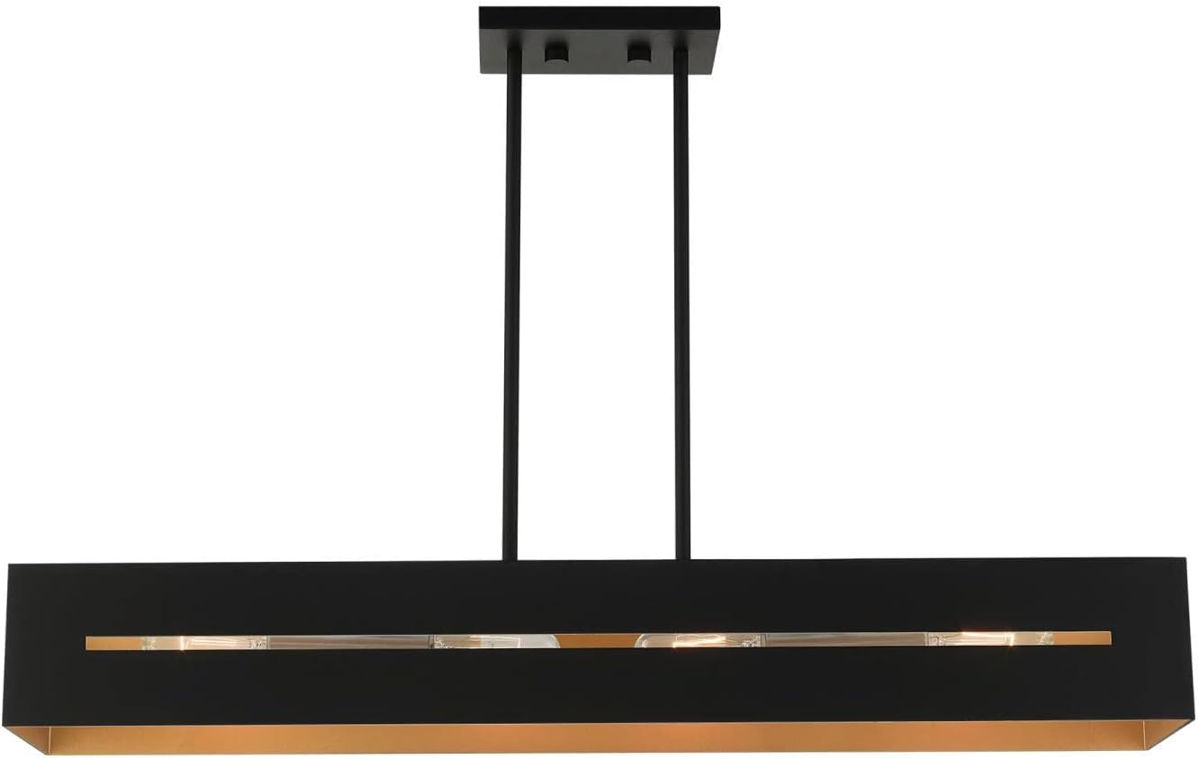 Soma Textured Black and Brushed Nickel 4-Light Linear Chandelier