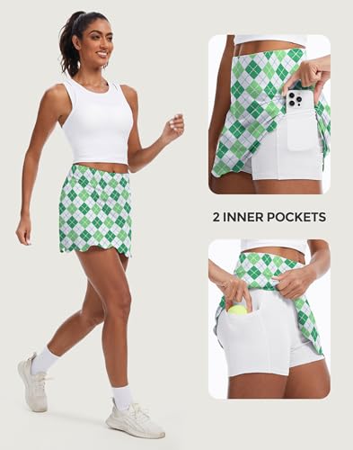 Image of M MOTEEPI 14 inch Scalloped Hem Skorts for Women with Pockets High Waisted Tennis Golf Athletic Skirt with Shorts 2026