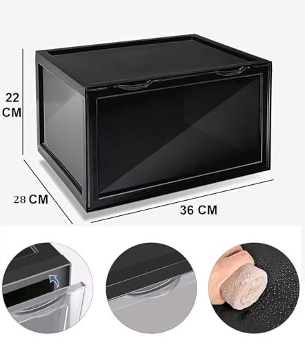 Image of 1 Pack Clear Shoe Boxes Stackable,Shoe Storage for Closet,Sturdy Box Containers with Door,Sneaker Storage,Easy to Assemble,1 Pack BLACK Clear (MULTI COLOR)