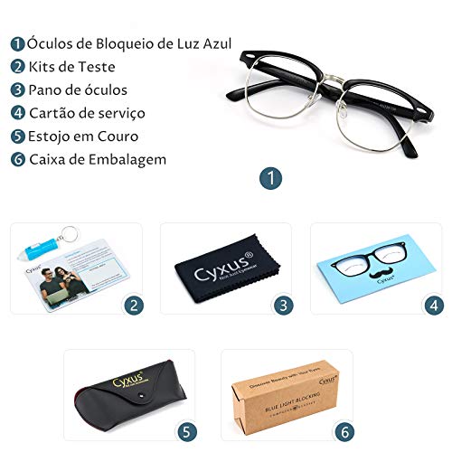 Cyxus Óculos de Luz Azul Óculos de Computador Lentes Transparentes Anti-Fadiga Ocular para Homens e