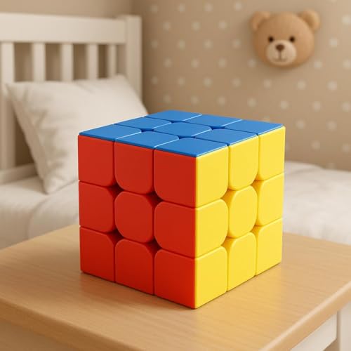 Image of D-fix 3x3 Sticker Less | Beginner Speed Cube for Kids Boys Girls Above 3 4 5 6 Years Old & Above | Magic Puzzle Toy | Durable & Smooth Cube with Anti-Pop Design