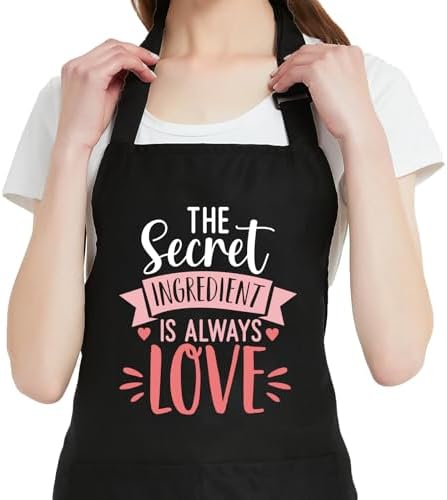 OzosKeiw Cute Cooking Aprons for Women with Pockets Funny, Womens Kitchen Apron for Baking, Cooking Gifts for Mom Mothers Day Baker Chef Wife Christmas Thanksgiving Birthday