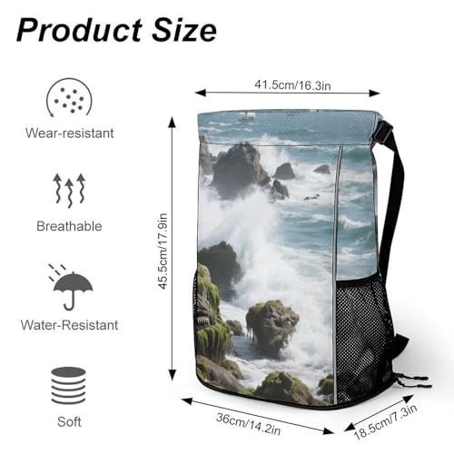 Mochila de gimnasio con cordón y estampado marino, perfecta para fitness y viajes de mujeres 2