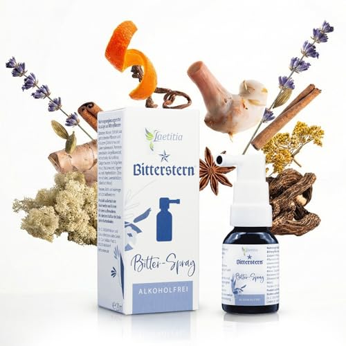 Laetitia Original Bitterstern Bitter-Spray Bitter: sustancias amargas de 14 hierbas naturales de la mejor calidad – Gotas amargas veganas sin alcohol, azúcar añadido y conservantes, 20 ml