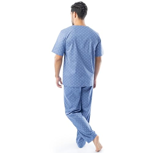 Image of Fruit of the Loom Men's Broadcloth Short Sleeve Top and Long Pants Pajama Set