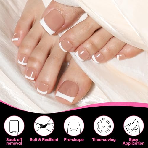 Image of UNA GELLA Square Toe Nail Tips For Big Toe, 504Pcs 15Sizes Soft Gel Full Cover Toe Nail Tip Pre-buff Fake Acrylic Toes Nail Press Ons Soak Off Pedicure For Nail Extensions Home DIY Nails Salon