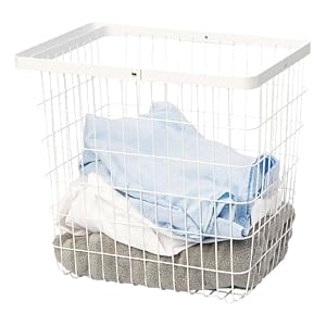 Yamazaki Home Wire Laundry Basket Storage Hamper Steel Large White